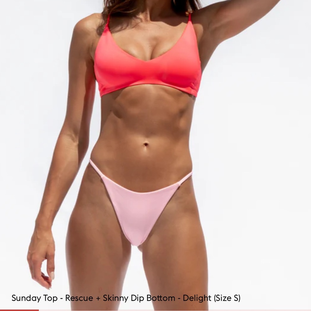 Left On Friday skinny dip bottom in pink, size small